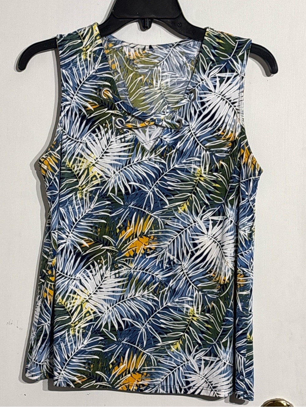 Source Unknown Tropical Leaf Tank Top - Navy, White, Green, Yellow